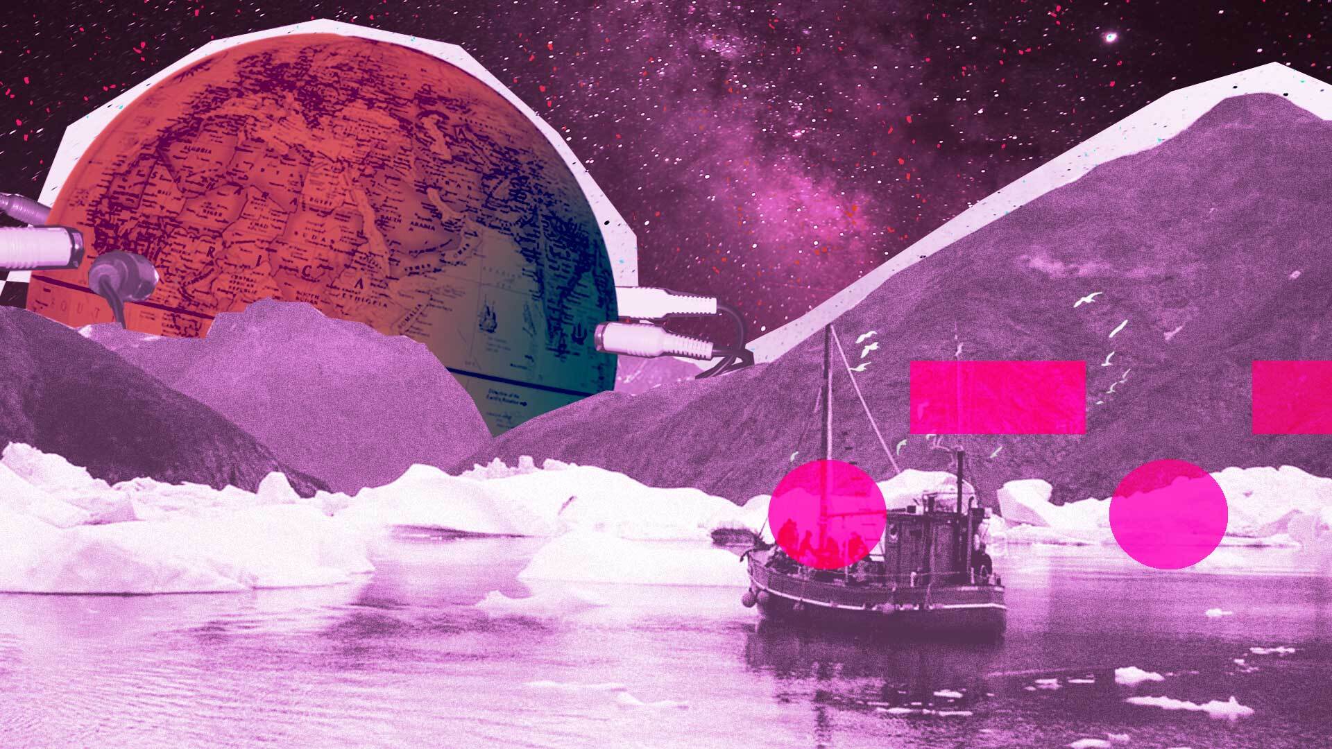 sailing towards glaciers and mountains