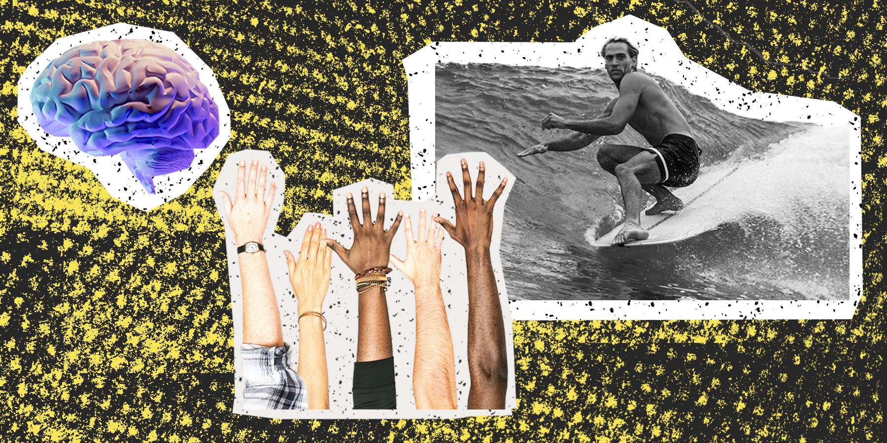 brain, surfer and hands