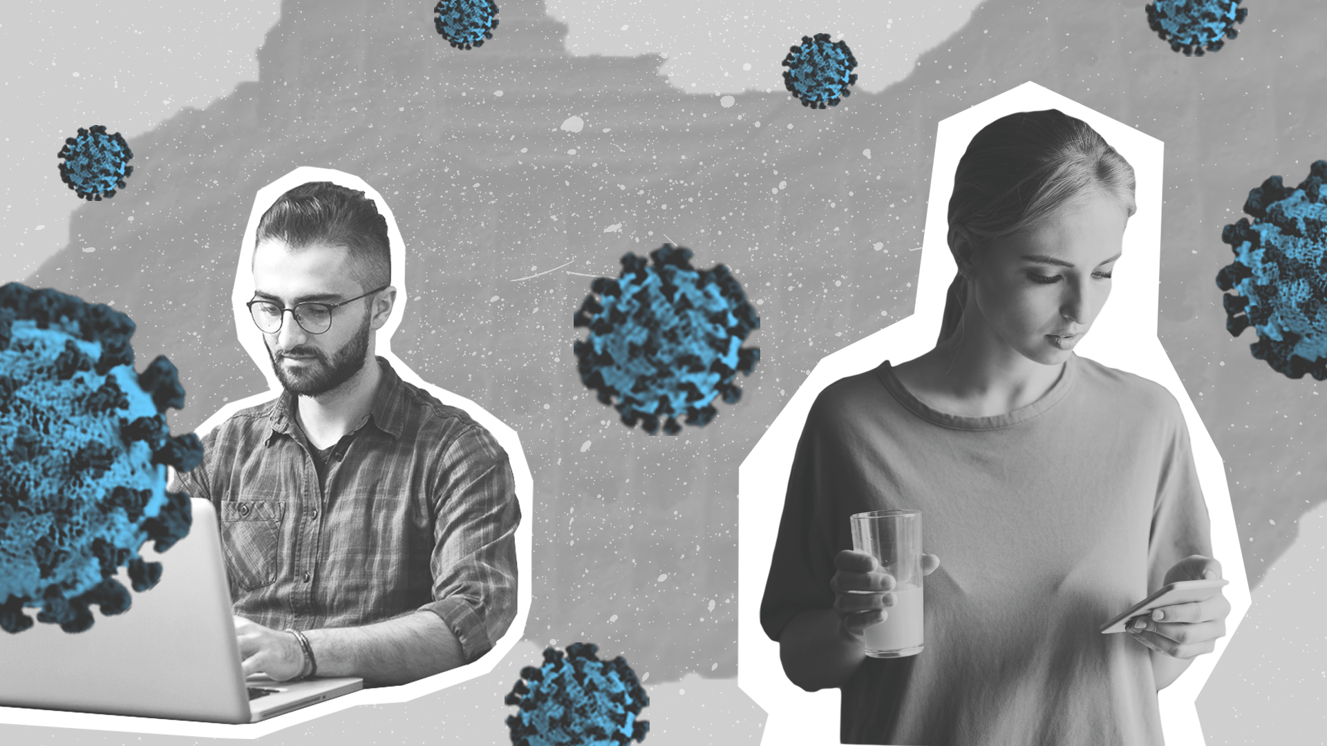 people against a covid background