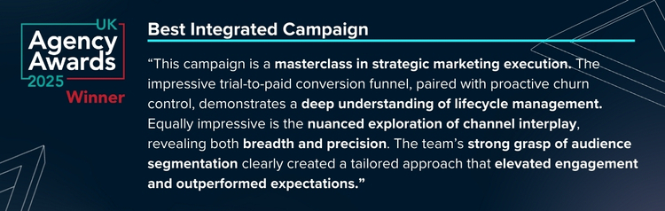 UK Agency Awards feedback for the Best Integrated Campaign winner