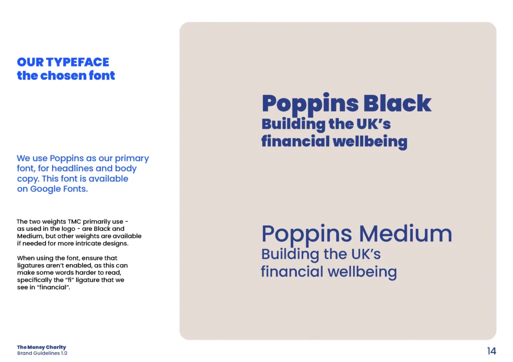 Typography for The Money Charity
