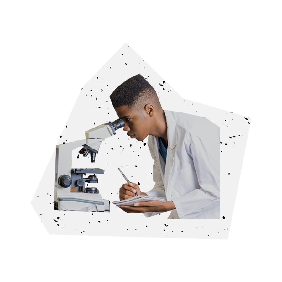 boy looking through microscope cutout