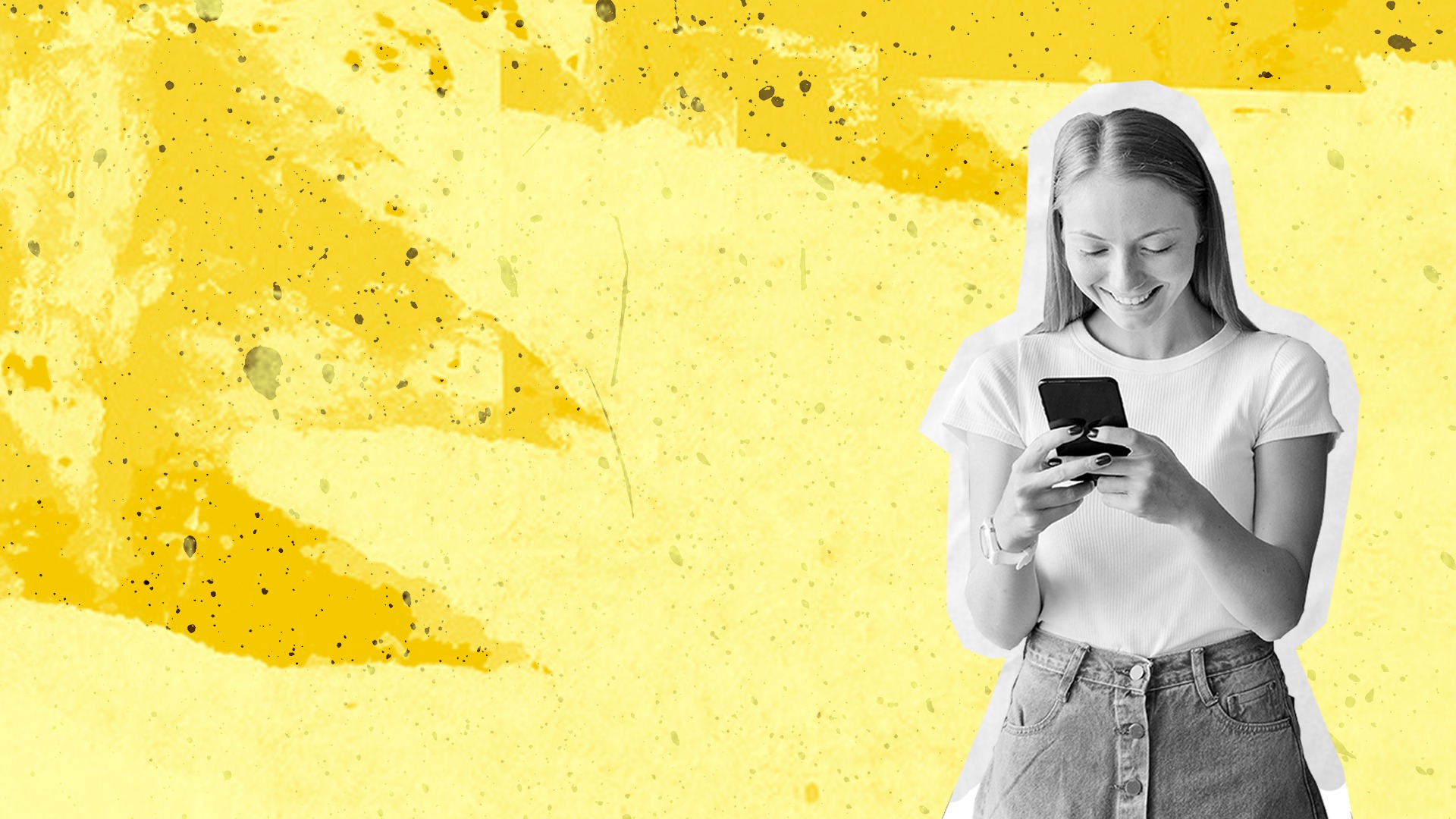 happy girl on yellow background