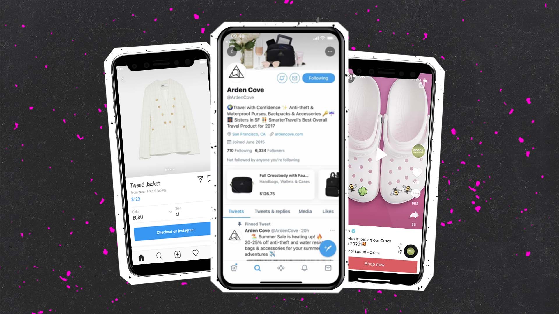 three phones on social media