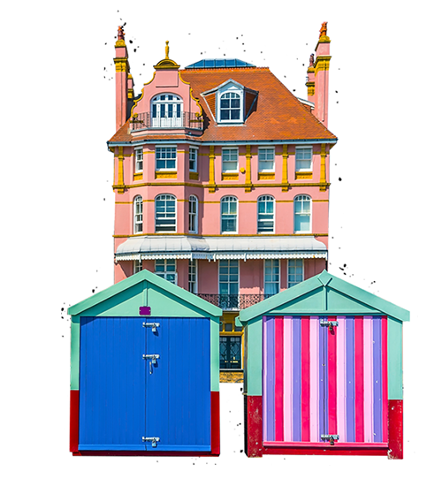 colourful beach huts