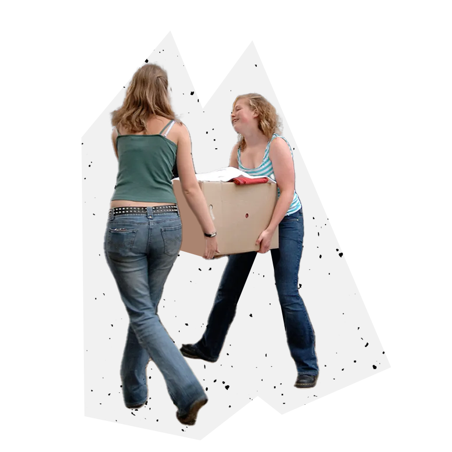 Students carrying box